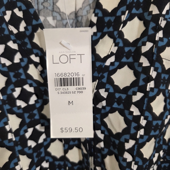 NWT LOFT Dress Sleeveless Geometric Print Short Tie Waist Size Medium - Picture 7 of 9